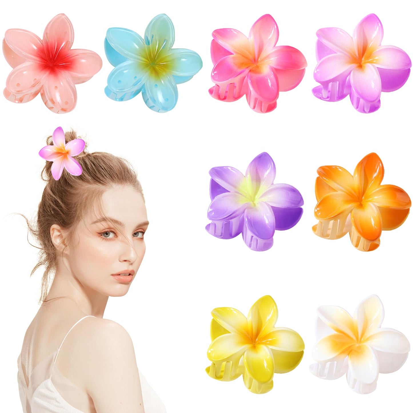 10 Pièces Pinces à Cheveux Fleur, Grandes Pince Cheveux Fleur Antidérapantes pour Cheveux Épais et Fins, Accessoire Cheveux pour Filles et Femmes, 10 Couleurs