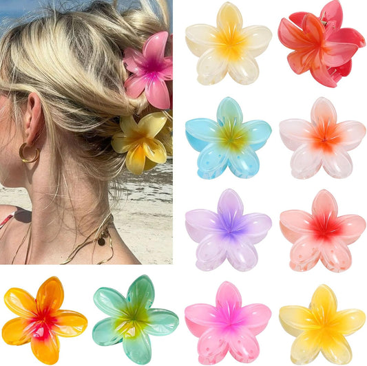 10 Pièces Pinces à Cheveux Fleur, Grandes Pince Cheveux Fleur Antidérapantes pour Cheveux Épais et Fins, Accessoire Cheveux pour Filles et Femmes, 10 Couleurs
