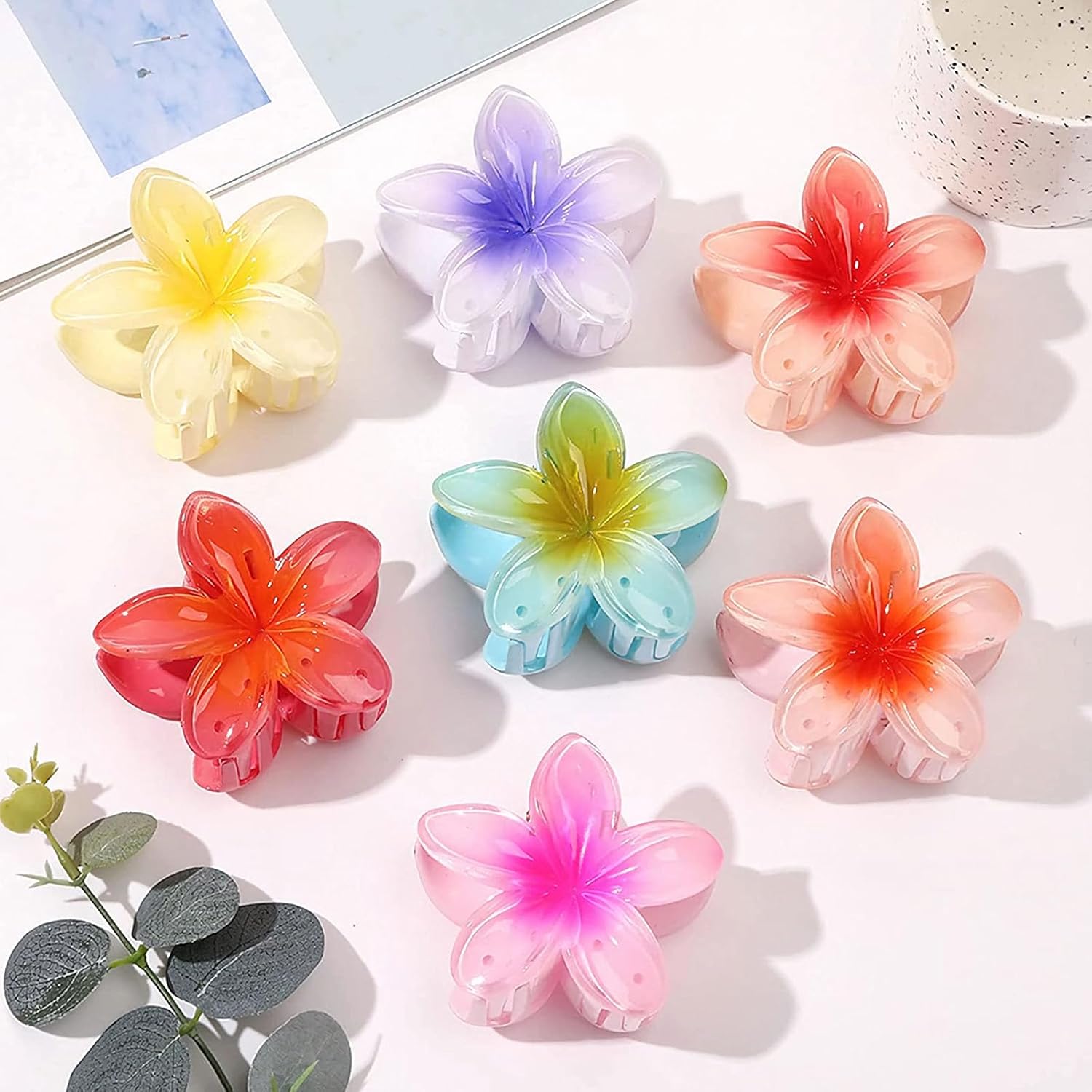 10 Pièces Pinces à Cheveux Fleur, Grandes Pince Cheveux Fleur Antidérapantes pour Cheveux Épais et Fins, Accessoire Cheveux pour Filles et Femmes, 10 Couleurs