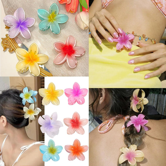 10 Pièces Pinces à Cheveux Fleur, Grandes Pince Cheveux Fleur Antidérapantes pour Cheveux Épais et Fins, Accessoire Cheveux pour Filles et Femmes, 10 Couleurs